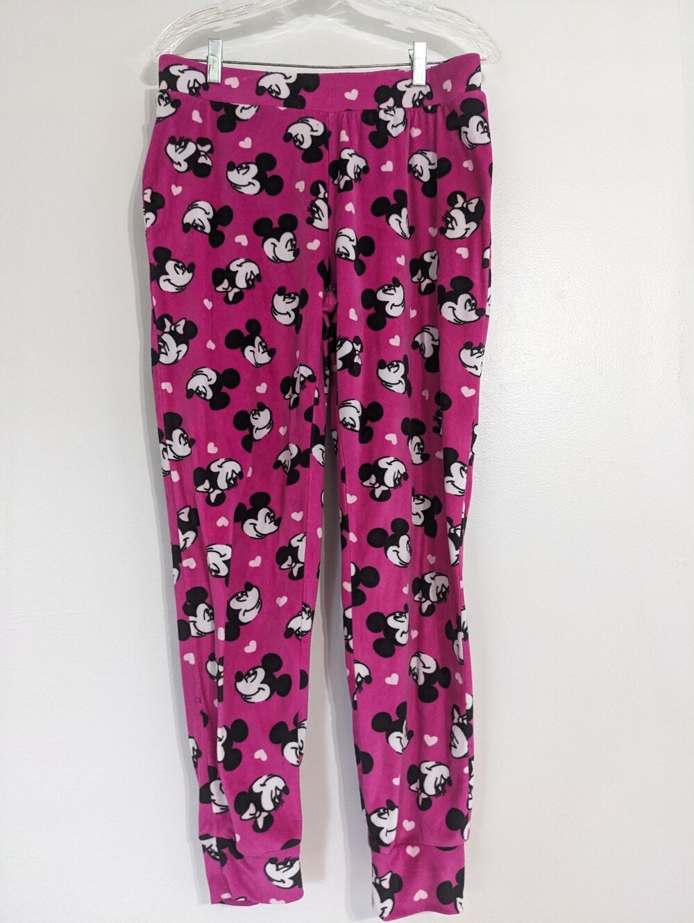Disney Pajama Bottoms Mickey Mouse Women's Size Medium Pink Hearts Soft